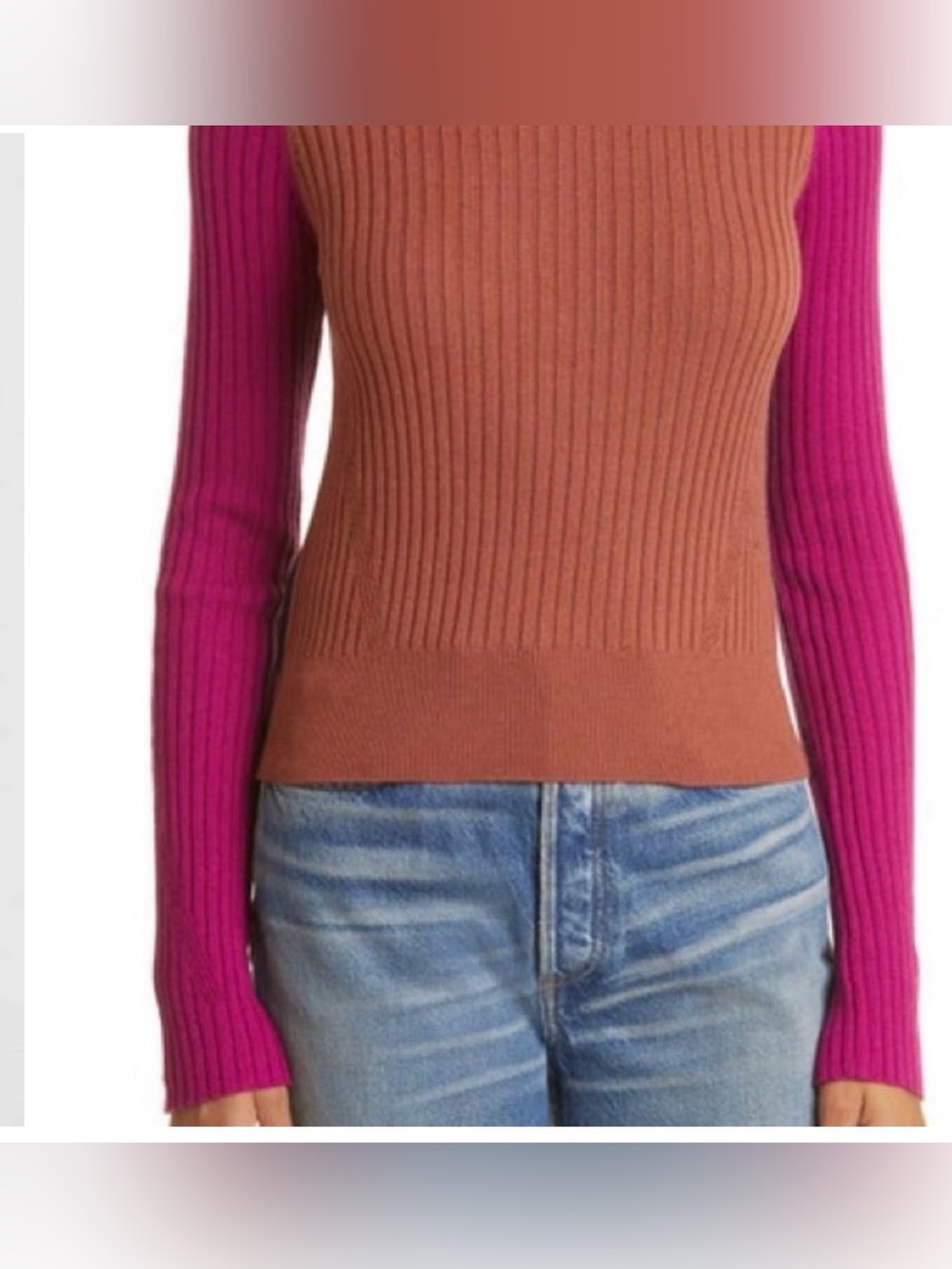 Rag & Bone Navaya Cotton Cashmere Blend Colorblock Sweater , XS - Picture 2 of 6